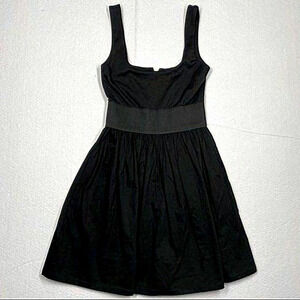 Aqua Sleeveless Black Dress Square Neck Size Small